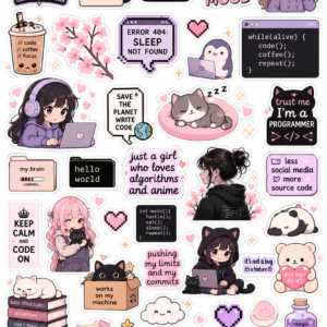 Cute Coding Girl Stickers