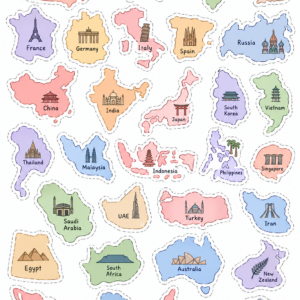 World Travel & Country Map Stickers